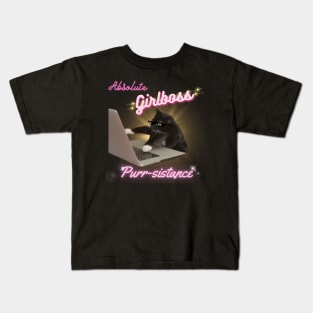 Girlboss purr-sistance Kids T-Shirt